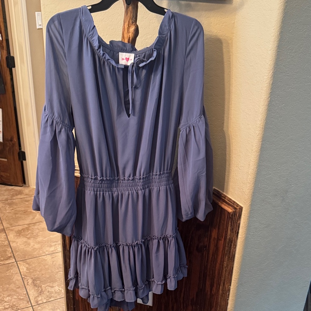 Buddy Love Slate Blue Ruffle Dress